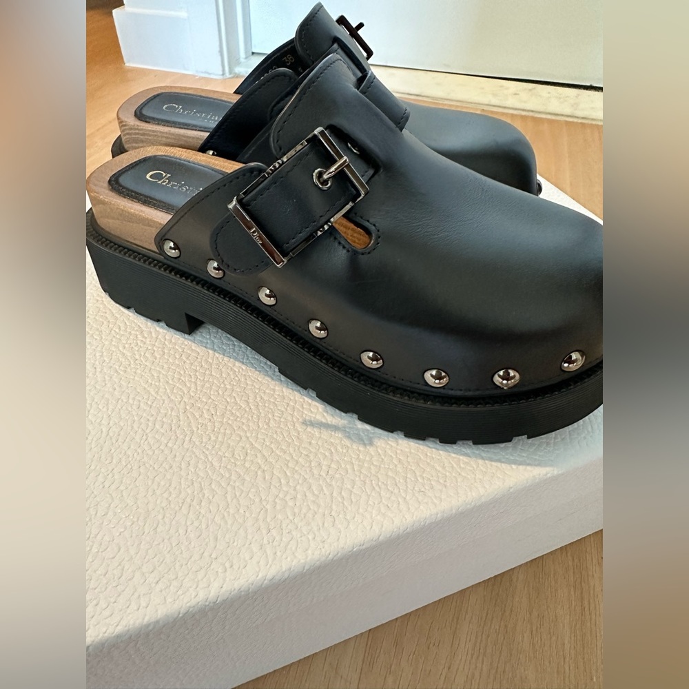 Dior calfskin diorquake buckle clogs